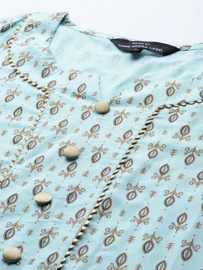 sky blue rayon straight kurta - 17628015 - Zoom Image - 4