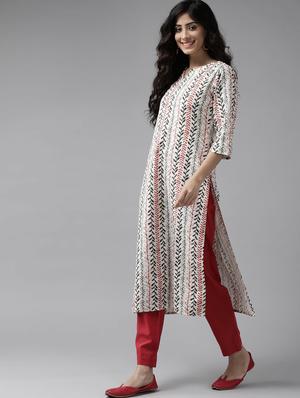 offwhite cotton straight kurta - 17628020 - Standard Image - 2