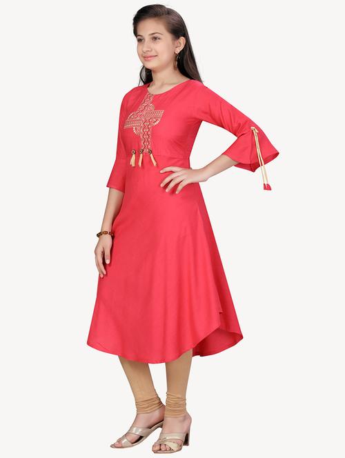 red cotton aline kurti - 17628218 - Standard Image - 1