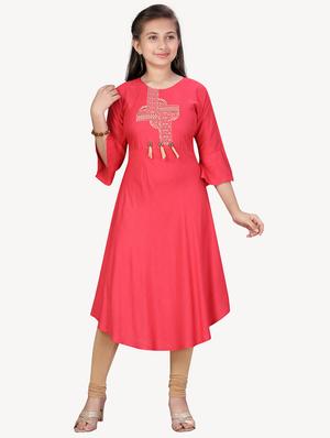 red cotton aline kurti - 17628218 - Standard Image - 2