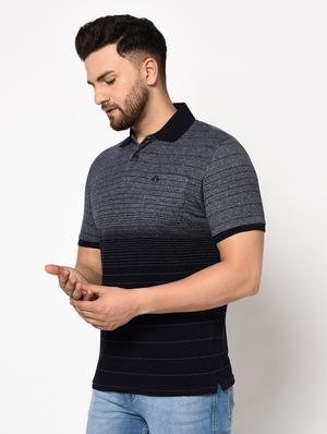 navy blue striped polo t-shirt - 17628423 - Standard Image - 2