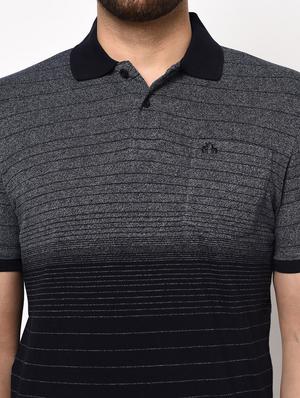 navy blue striped polo t-shirt - 17628423 - Standard Image - 5