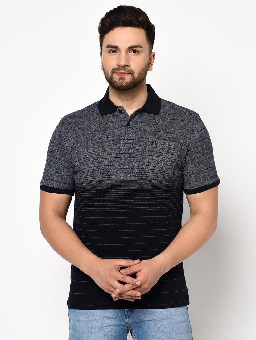 navy blue striped polo t-shirt - 17628423 - Zoom Image - 1