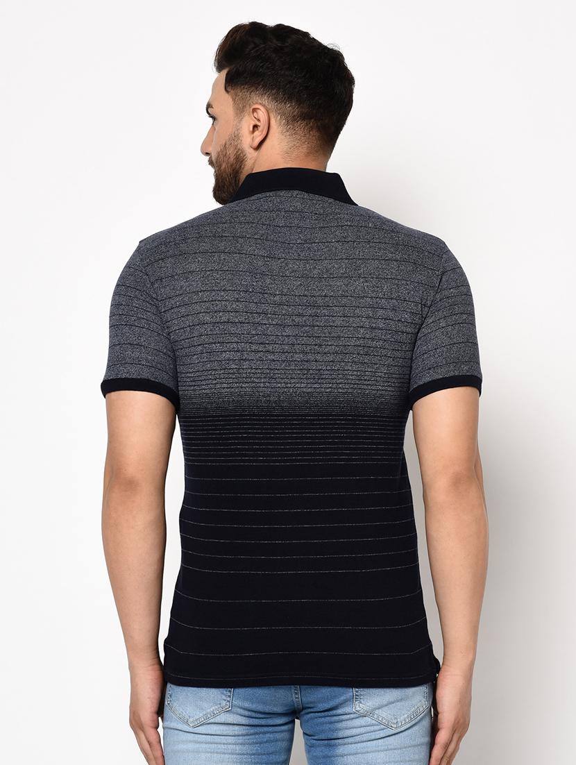 navy blue striped polo t-shirt - 17628423 - Zoom Image - 3