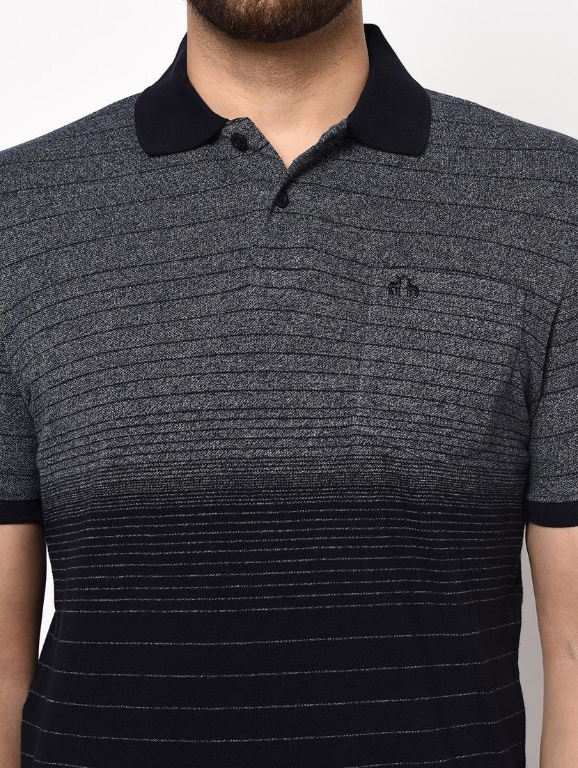 navy blue striped polo t-shirt - 17628423 - Zoom Image - 5