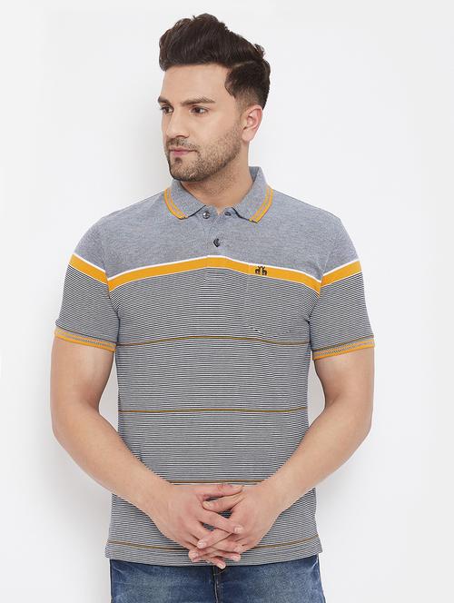grey striped polo t-shirt - 17628447 - Standard Image - 1