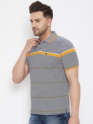 grey striped polo t-shirt - 17628447 - Standard Image - 2