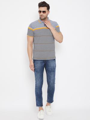 grey striped polo t-shirt - 17628447 - Standard Image - 4