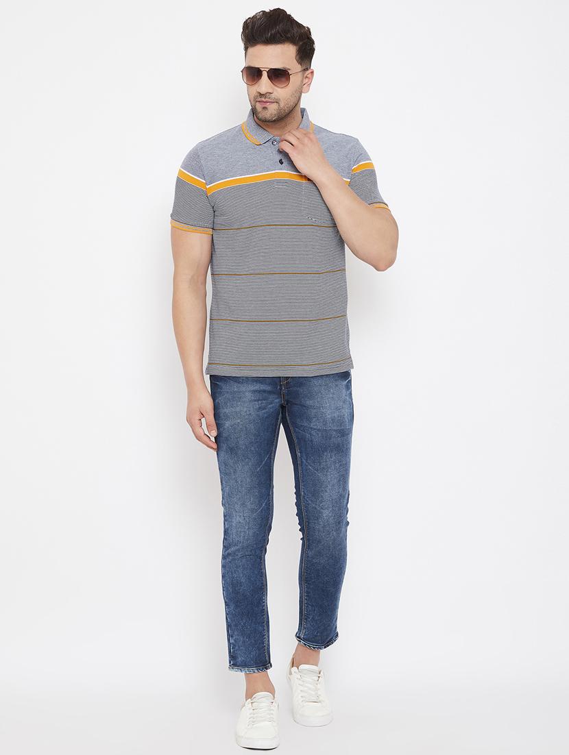 grey striped polo t-shirt - 17628447 - Zoom Image - 4