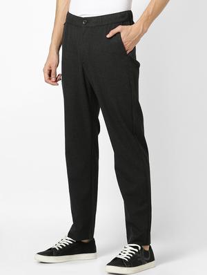 grey checkered flat front casual trouser - 17628535 - Standard Image - 2