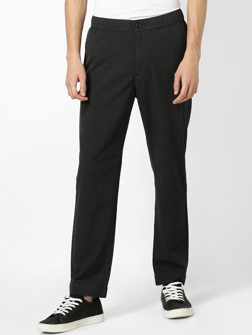 grey checkered flat front casual trouser - 17628535 - Zoom Image - 1