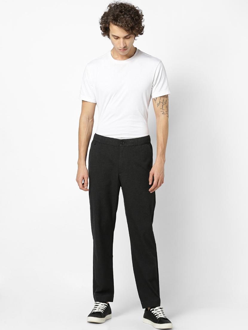 grey checkered flat front casual trouser - 17628535 - Zoom Image - 4