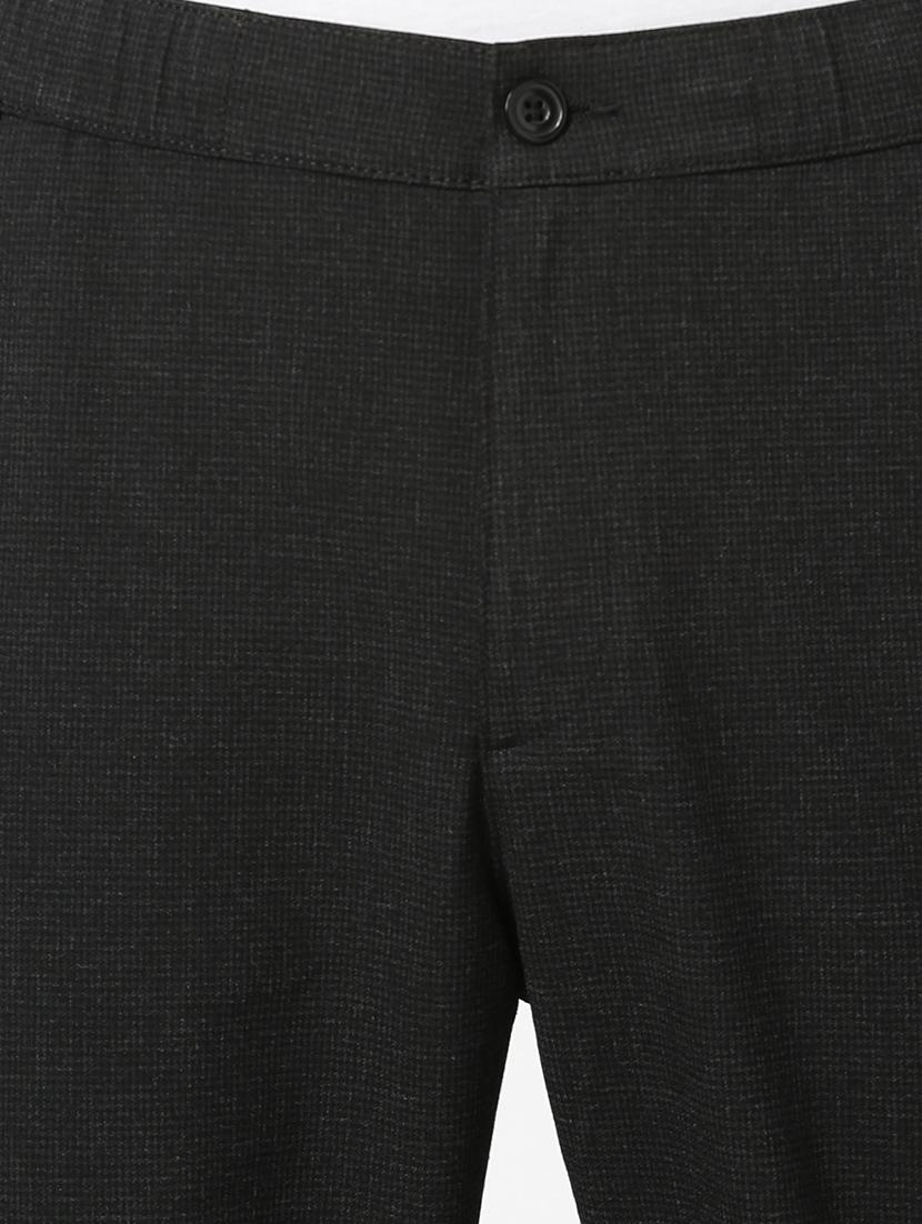 grey checkered flat front casual trouser - 17628535 - Zoom Image - 5