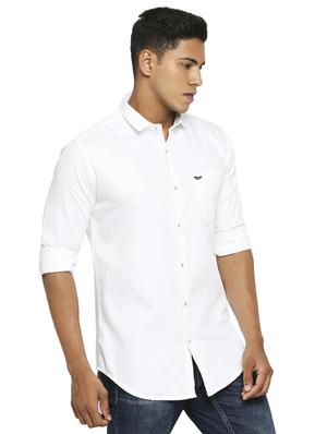 white solid casual shirt - 17628599 - Standard Image - 2