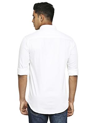 white solid casual shirt - 17628599 - Standard Image - 3