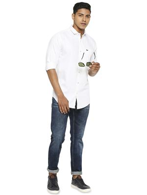 white solid casual shirt - 17628599 - Standard Image - 4