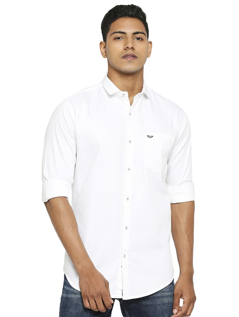 white solid casual shirt - 17628599 - Zoom Image - 1