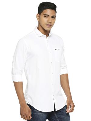 white solid casual shirt - 17628601 - Standard Image - 2