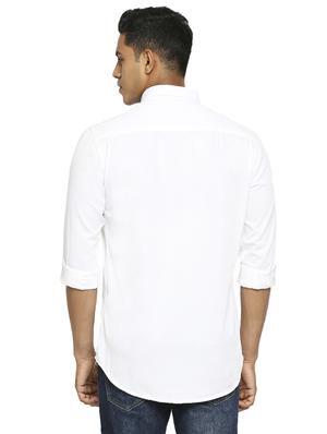 white solid casual shirt - 17628601 - Standard Image - 3