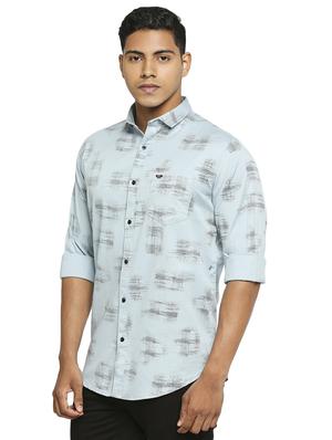 blue printed casual shirt - 17628602 - Standard Image - 2
