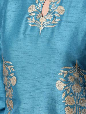 blue art silk suit set - 17628696 - Standard Image - 4
