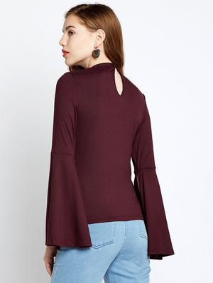 choker neck bell sleeves top - 17628756 - Standard Image - 3