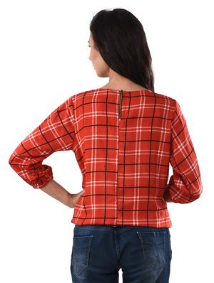 round neck checkered top - 17628758 - Standard Image - 3