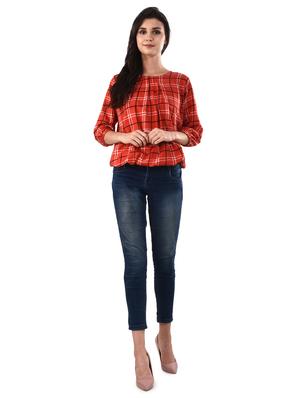 round neck checkered top - 17628758 - Standard Image - 4
