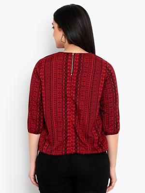 round neck printed blouson top - 17628761 - Standard Image - 3