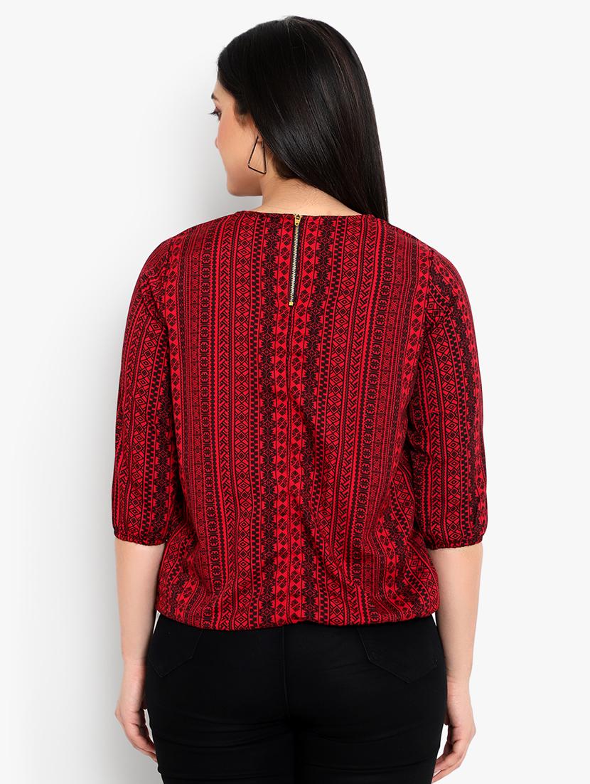 round neck printed blouson top - 17628761 - Zoom Image - 3