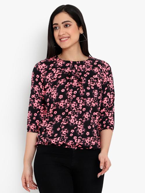 round neck floral blouson top - 17628762 - Standard Image - 1