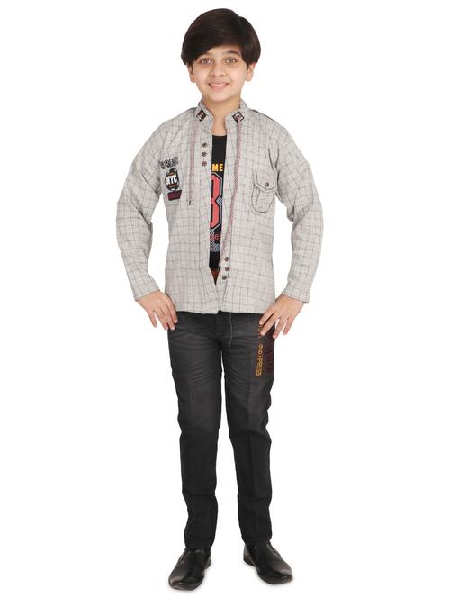 grey cotton full length sets twin & dungree - 17629046 - Very Small Image - 1