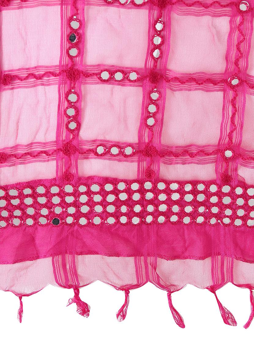 pink poly silk crinkled dupatta - 17629187 - Zoom Image - 2