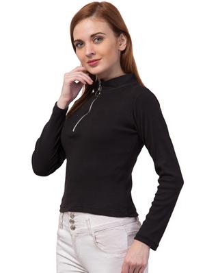 zipper neck solid top - 17629381 - Standard Image - 2