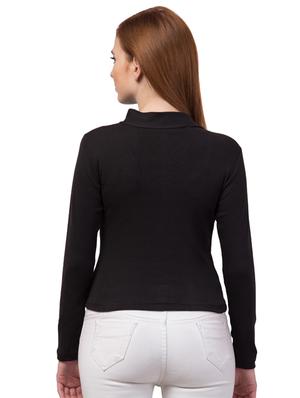 zipper neck solid top - 17629381 - Standard Image - 3