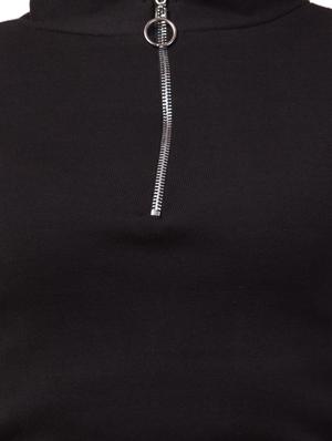zipper neck solid top - 17629381 - Standard Image - 5