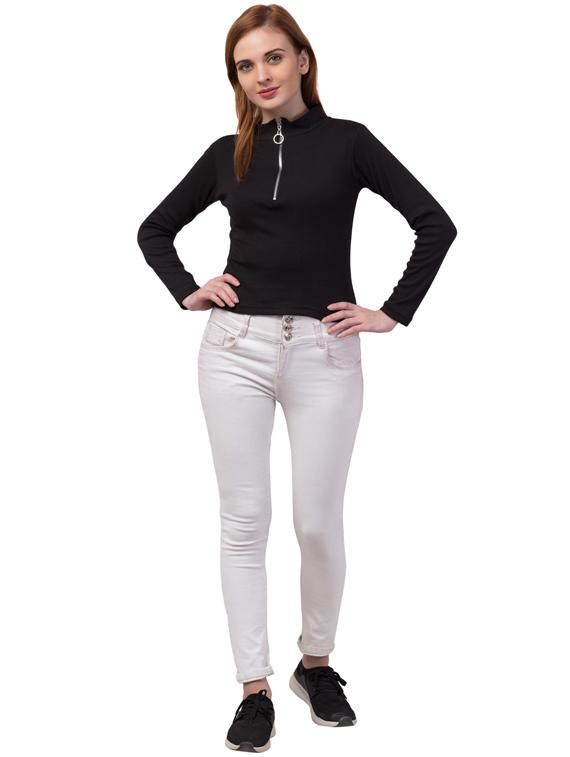 zipper neck solid top - 17629381 - Zoom Image - 4