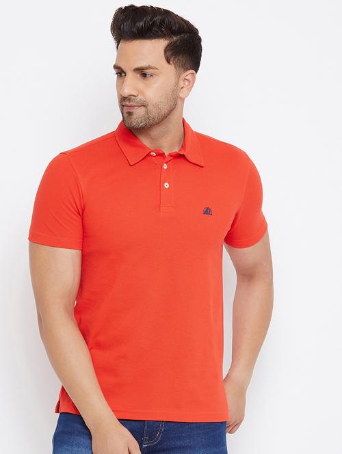 orange solid polo t-shirt - 17629479 - Standard Image - 1