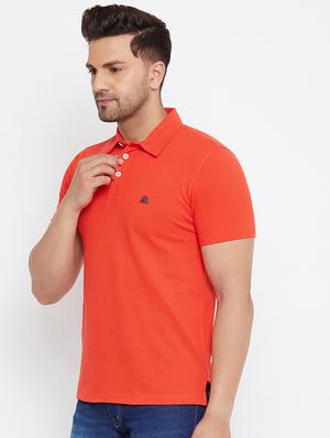 orange solid polo t-shirt - 17629479 - Standard Image - 2