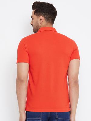 orange solid polo t-shirt - 17629479 - Standard Image - 3