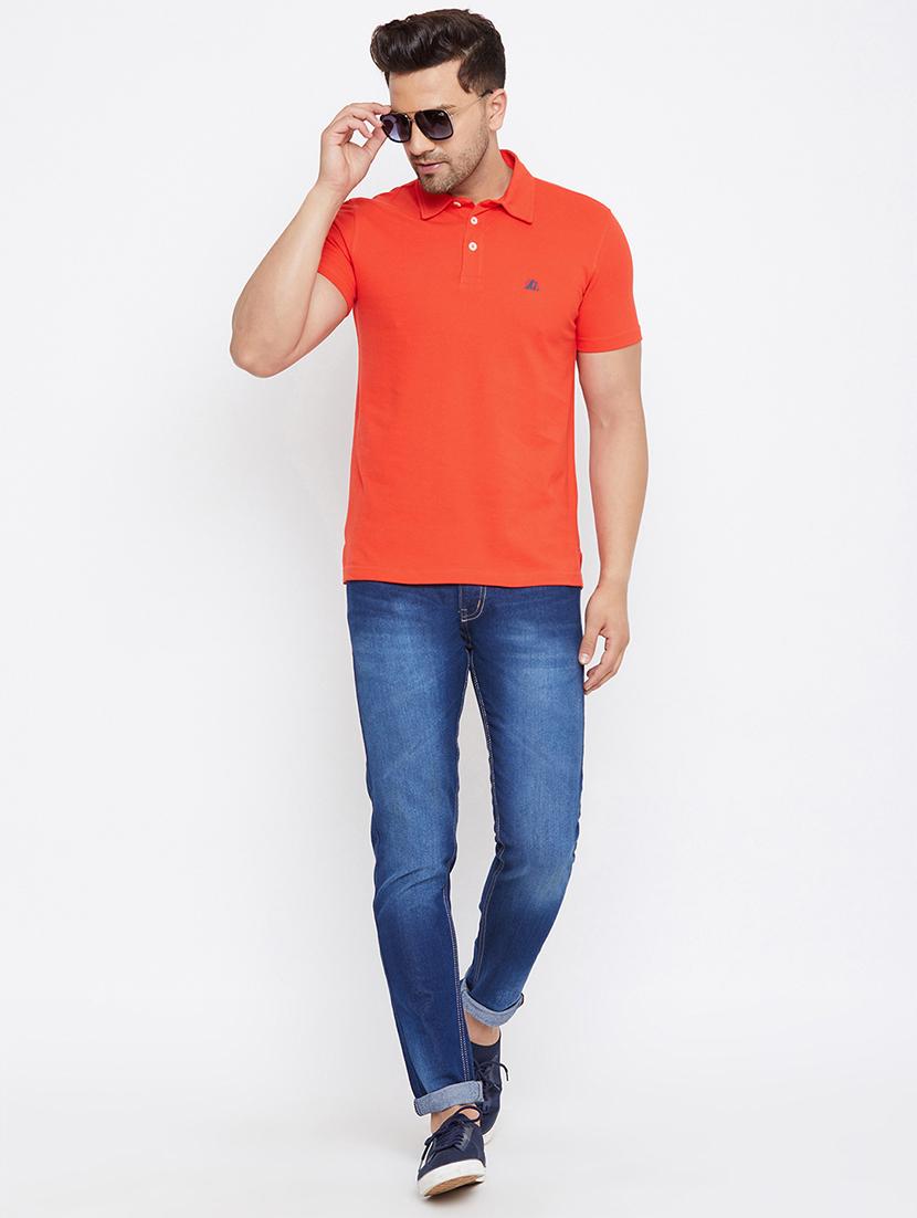orange solid polo t-shirt - 17629479 - Zoom Image - 4