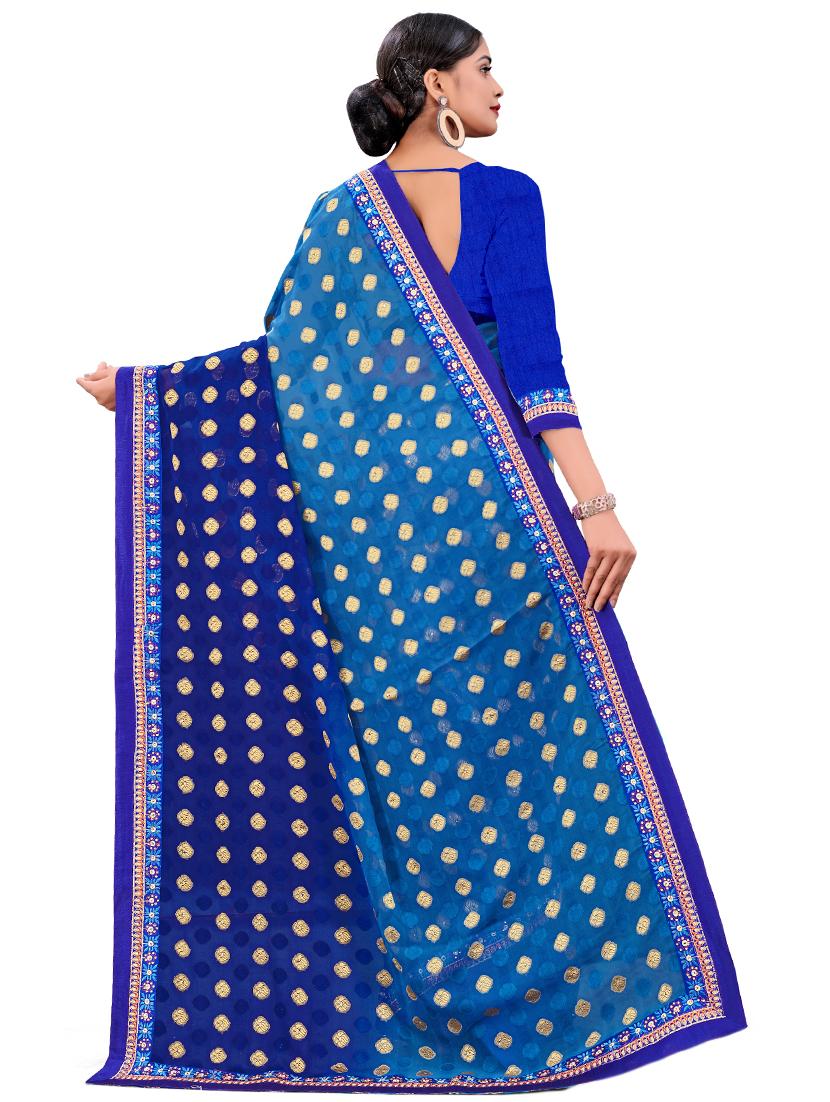 lace bordered printed saree with blouse - 17629530 - Zoom Image - 2