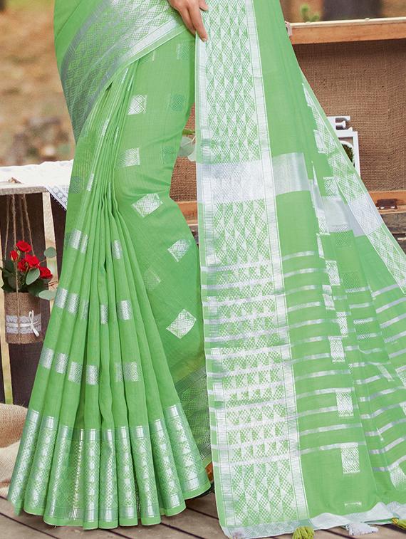 zari work woven saree with blouse - 17629583 - Zoom Image - 2