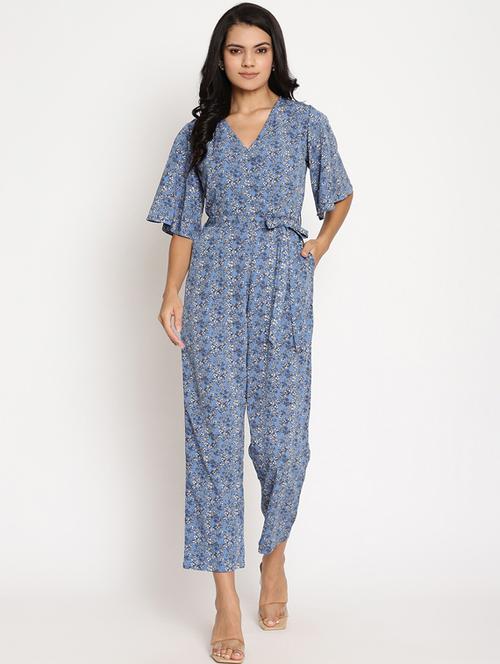 tie front full leg jumpsuit - 17629722 - Standard Image - 1