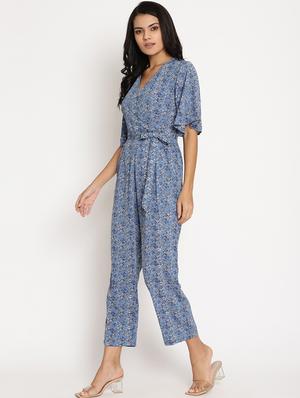 tie front full leg jumpsuit - 17629722 - Standard Image - 2