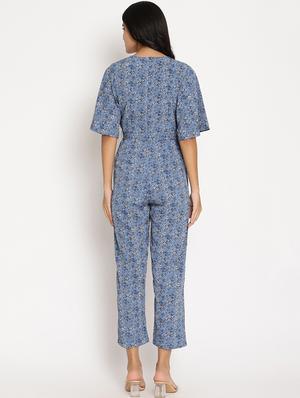 tie front full leg jumpsuit - 17629722 - Standard Image - 3