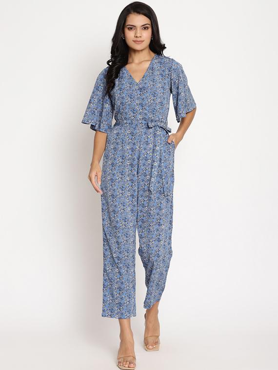 tie front full leg jumpsuit - 17629722 - Zoom Image - 1