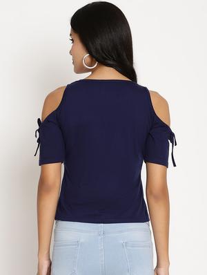cold shoulder solid tee - 17629725 - Standard Image - 3