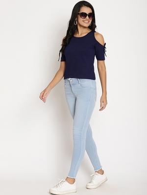 cold shoulder solid tee - 17629725 - Standard Image - 4