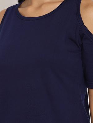 cold shoulder solid tee - 17629725 - Standard Image - 5